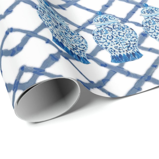 Chinoiserie Bamboo Ginger Jar Wrapping Paper Geschenkpapier (Rolleneckpunkt)