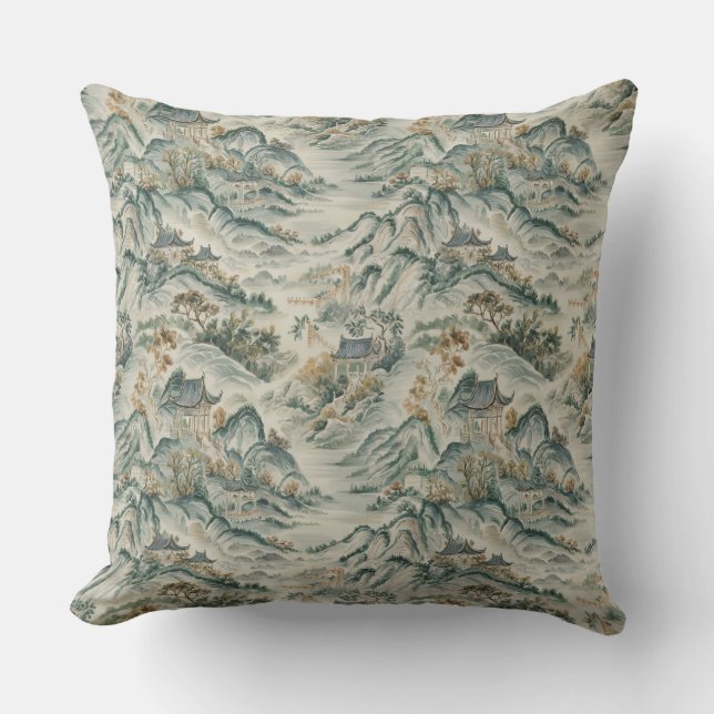 Chinoiserie Bergwelt Kissen (Vorderseite)