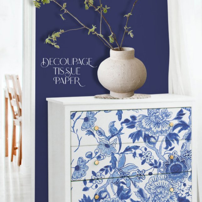 Chinoiserie Bird Floral Blue und White Decoupage Seidenpapier (Von Creator hochgeladen)