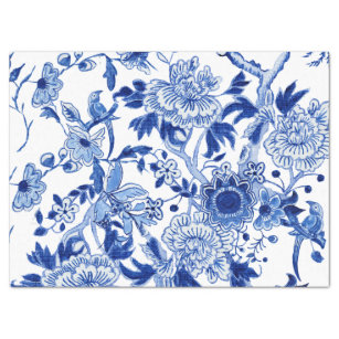 Chinoiserie Bird Floral Blue und White Decoupage Seidenpapier