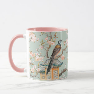 Chinoiserie Bird & Pink Cherry Blossom Tasse