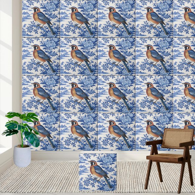 Chinoiserie Bird und Floral Tile Fliese (Chinoiserie Bird and Floral Tile)
