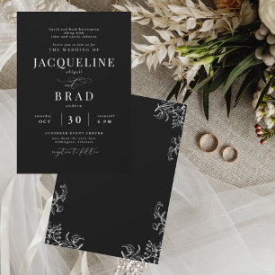 Chinoiserie Black Elegant Beide Eltern Hochzeit II Einladung