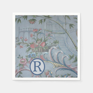 Chinoiserie Blau China Blumen Monogramm Garten Ros Serviette