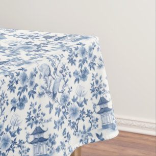Chinoiserie Blau Kran Tischdecke