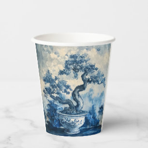 Chinoiserie Blau und Weiß Porzellan Design Pappbecher