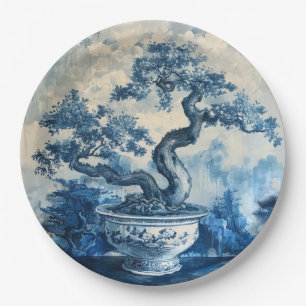 Chinoiserie Blau und Weiß Porzellan Design Pappteller
