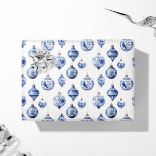 Chinoiserie Blau und Weiß Weihnachtsschmuck Geschenkpapier