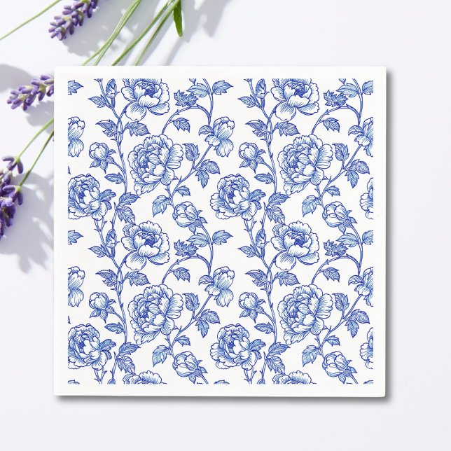Chinoiserie Blau und Weißbuch Serviette (Von Creator hochgeladen)