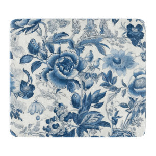 Chinoiserie Blau- und Weißspitzen Blume Schneidebrett