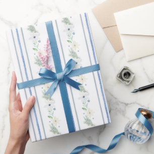 Chinoiserie Blau Weihnachten Blume Geschenkpapier