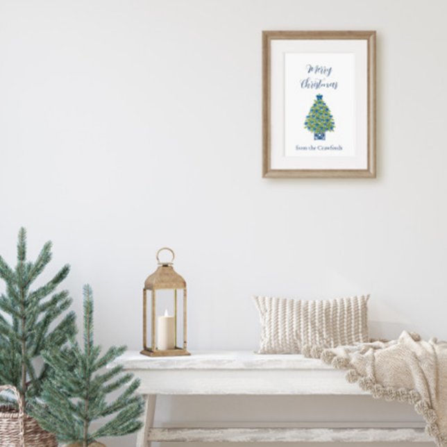 Chinoiserie Blau-Weiß-Christbaum Poster (Chinoiserie Christmas Tree Poster)