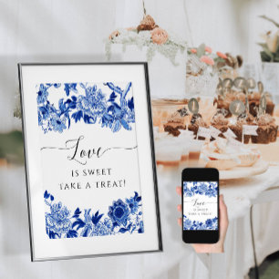 Chinoiserie Blau-weiß, Liebe ist süße Nachspeise Poster