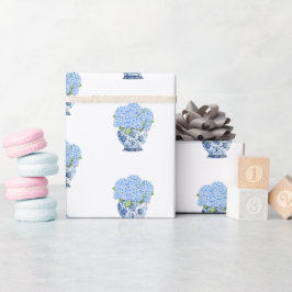 Chinoiserie Blau-Weiß-Vase Hortensien-Verpackung Geschenkpapier