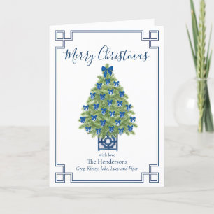 Chinoiserie Blau-Weiß-Weihnachtsbaum Feiertagskarte
