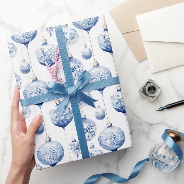 Chinoiserie Blau & Weiß Weihnachtsschmuck Geschenkpapier (Schenken)