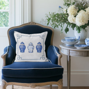 Chinoiserie Blau-weiße Ingwer-Glaskrug Kissen