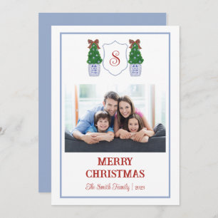 Chinoiserie Blau-weiße Weihnachtskarte Einladung