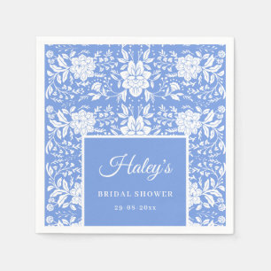 Chinoiserie Blaue Blumen Hochzeitsshower-Papier Se Serviette