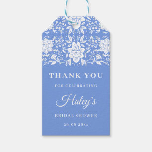 Chinoiserie Blaue Florale Hochzeitsdusche Geschenkanhänger