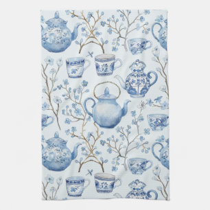 Chinoiserie Blaue Florale Hochzeitsdusche Geschirrtuch