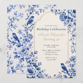 Chinoiserie Blaue Geburtstagsfeier Einladung