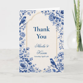 Chinoiserie Blaue Hochzeit mit Blumenmuster Dankeskarte