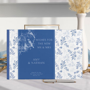 Chinoiserie Blaue Romantische Verlobungsfoto-Hochz Gästebuch