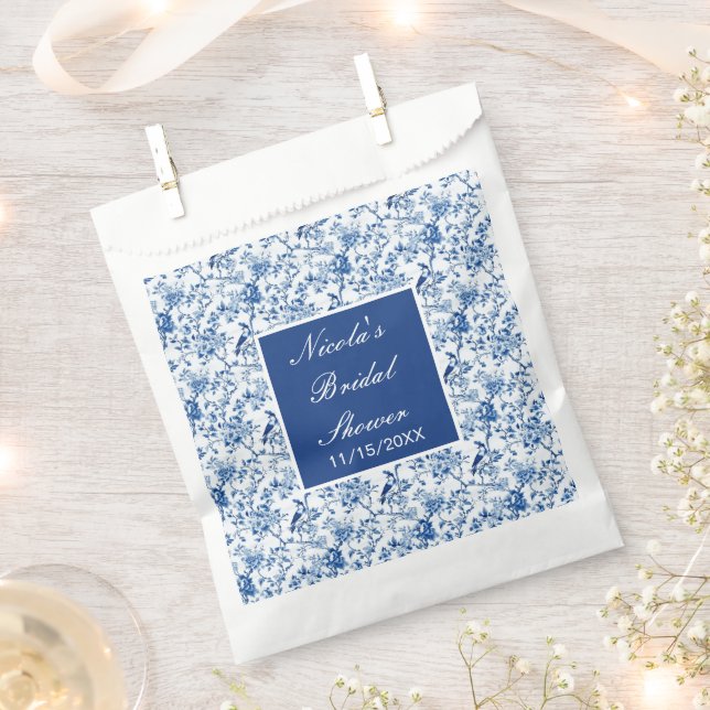 Chinoiserie Blaue Vögel und Blume Brautparty Geschenktütchen (Ausgeschnitten)