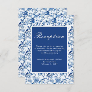 Chinoiserie Blaue Vögel und Blume Hochzeit Begleitkarte