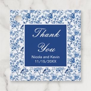 Chinoiserie Blaue Vögel und Blume Hochzeit Geschenkanhänger