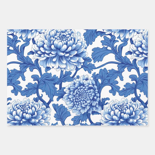 Chinoiserie Blauer Himmel Geschenkpapier Set (Vorderseite)