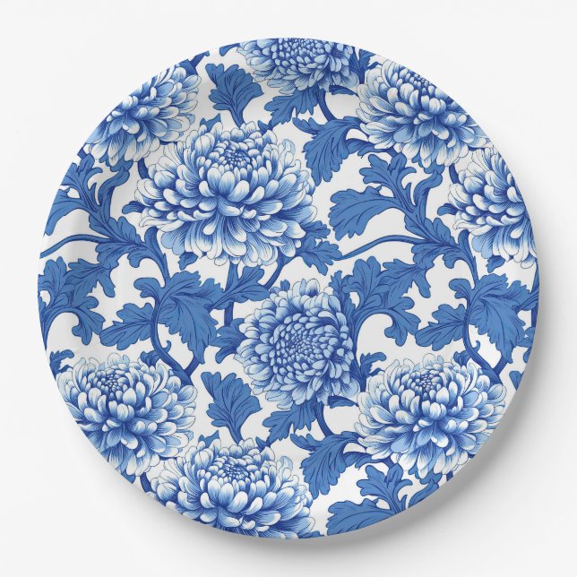 Chinoiserie Blauer Himmel Pappteller (Vorderseite)