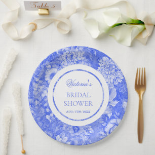 Chinoiserie Blaues Brautparty Pappteller