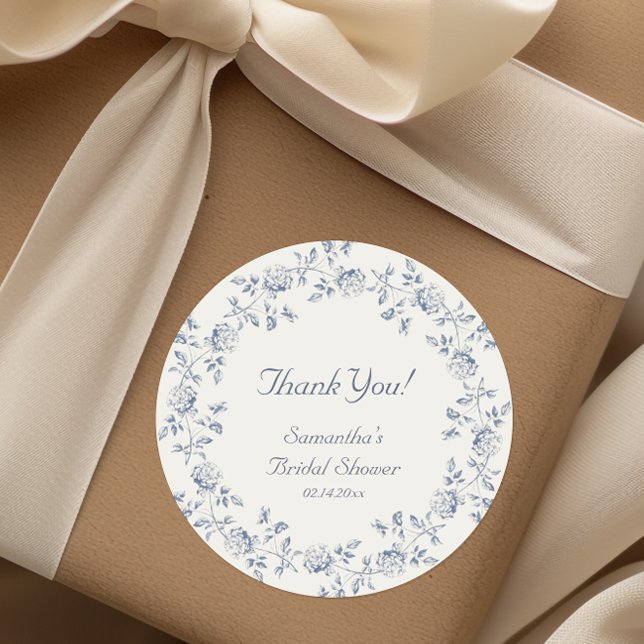 Chinoiserie Blaues Brautparty Runder Aufkleber (Von Creator hochgeladen)