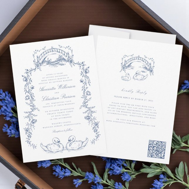 Chinoiserie blue all in one Wedding Invitation Einladung (Von Creator hochgeladen)