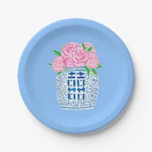 Chinoiserie Blue and White Peony Paper Teller