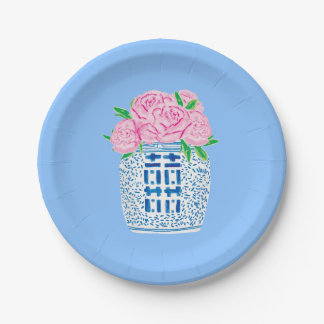 Chinoiserie Blue and White Peony Paper Teller