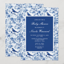 Chinoiserie Blue Birds and Blume Baby Shower