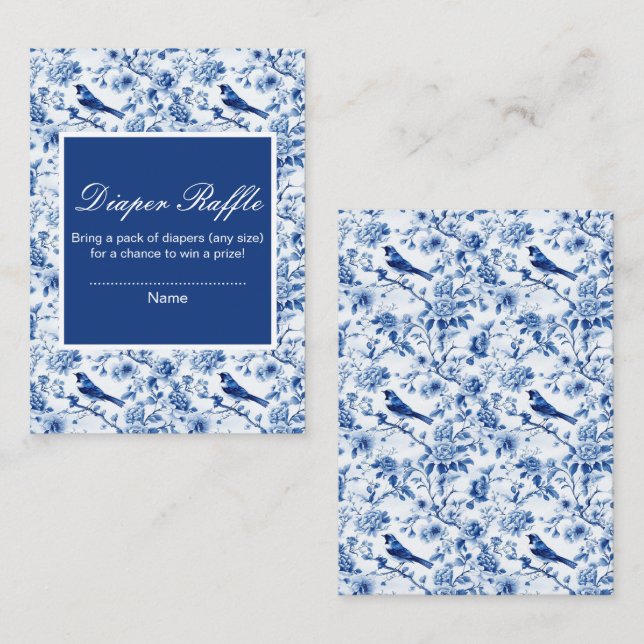 Chinoiserie Blue Birds and Flowers Baby Shower Begleitkarte (Vorne/Hinten)