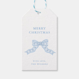 Chinoiserie Blue Bow Ribbon Weihnachtsgeschenk Tag Geschenkanhänger