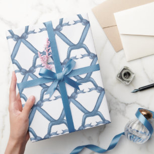 Chinoiserie Blue Bows Geschenkpapier