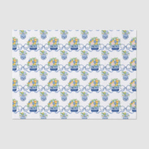 Chinoiserie Blue Bows & Mandarins Seidenpapier