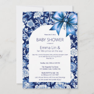 Chinoiserie Blue Boy Baby Shower Einladung