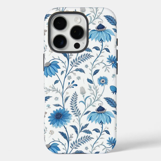 Chinoiserie Blue Echinacea Pattern Case-Mate iPhone Hülle (Rückseite)
