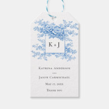 Chinoiserie Blue Floral Classic Wedding Monogram