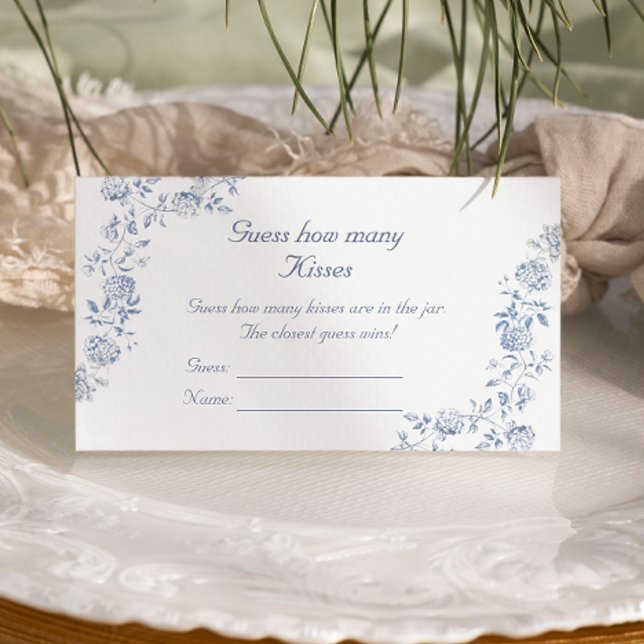 Chinoiserie Blue Floral Guess Wie viele Kisses Begleitkarte (Von Creator hochgeladen)