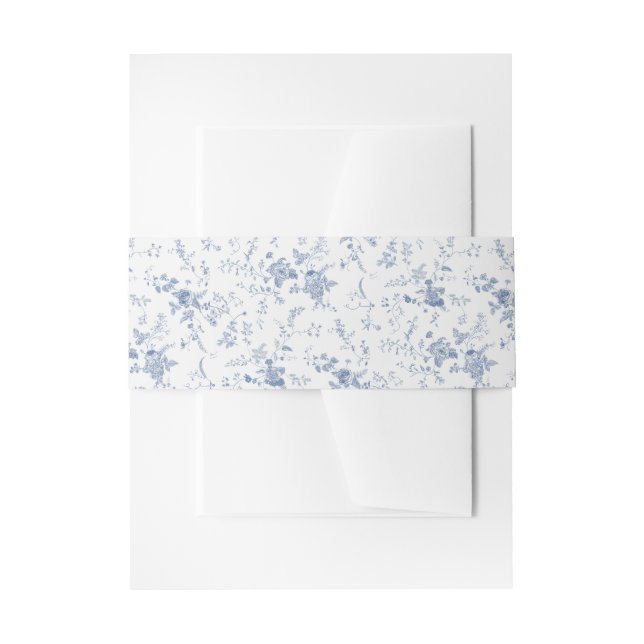 Chinoiserie Blue Floral Wedding Einladungsbanderole (Vorderseite Beispiel)