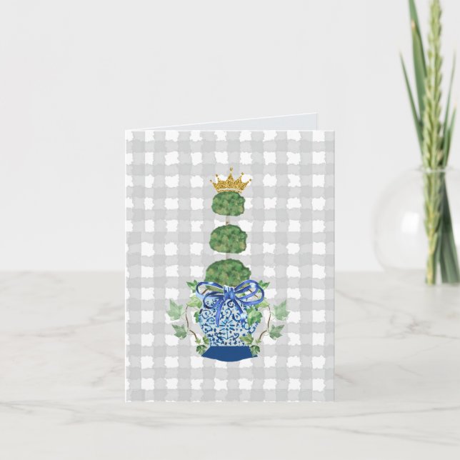 Chinoiserie Blue Ginger Jar Topiary Karte (Vorderseite)