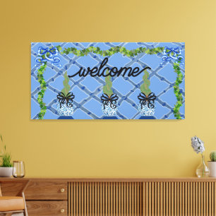 Chinoiserie Blue Ginger Jars Topiary Leinwanddruck